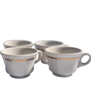 Walker China Vintage Cream Gold Trim Coffee Cups Set of 4 Cottage Resturant Cup